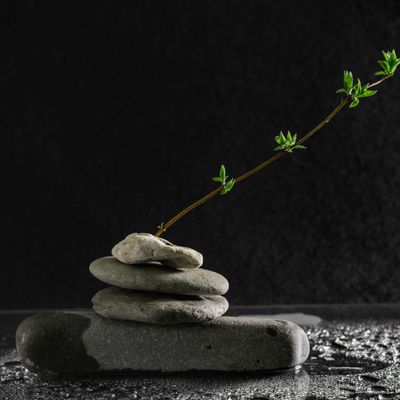 Light neutral stone color suggesting stability and peace.